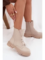Zateplené boty pro ženy na zip z eko kůže světle béžové model 21724975 - Boto