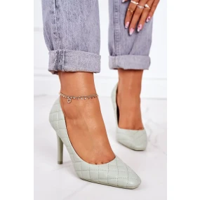 Elegantní Prošívané Lodičky Na Jehlovém Podpatku Zelené Rosanna