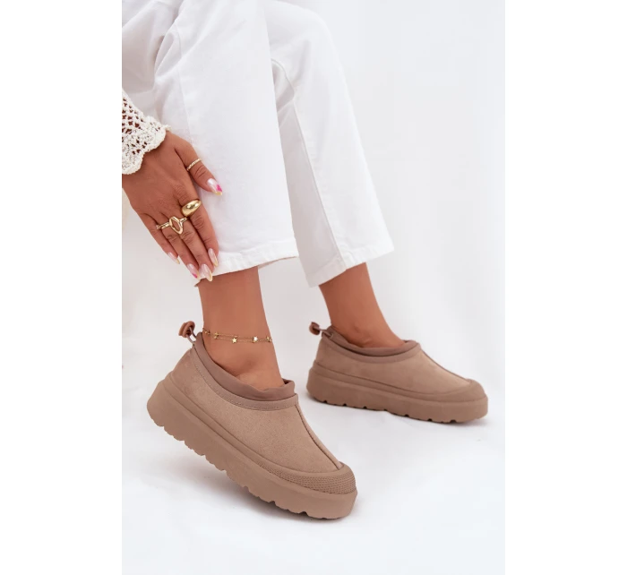 Dámske snežnice na platforme s nízkym zvrškom Izamine - tmavo béžové