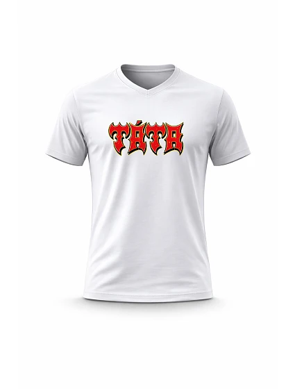 Pánské bavlněné tričko s potiskem - TÁTA (ROCK) - bílé Pánské bavlněné tričko s potiskem - TÁTA (ROCK) - bílé