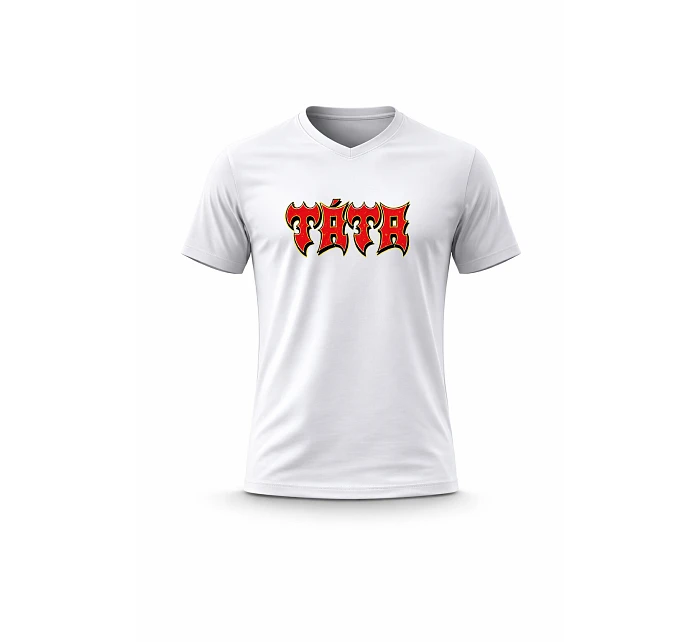 Pánské bavlněné tričko s potiskem - TÁTA (ROCK) - bílé Pánské bavlněné tričko s potiskem - TÁTA (ROCK) - bílé