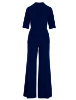 Dámský elegantní overal se zavazováním za krkem model 21184649 tmavě modrý - STYLOVE