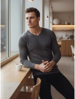 Pánsky tmavosivý sveter s golierom FashionStreet WX2219