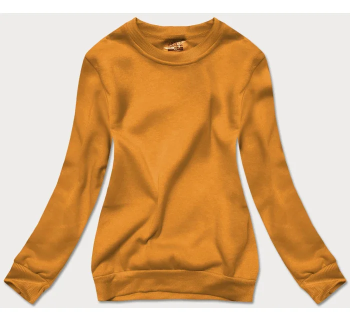 Dámska tepláková mikina v horčicovej farbe so sťahovacími lemami (W01-26)