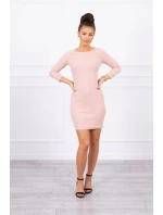 Šaty s ozdobnými gombíkmi tmavo púdrovo ružové