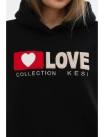 Zateplená bavlnená mikina s kapucňou Love black