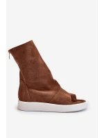 Hnědé Dámské Sandály Zamszové Svrchní model 21652349 - Zazoo Hnědé Dámské Sandály Zamszové Svrchní model 21652349 - Zazoo