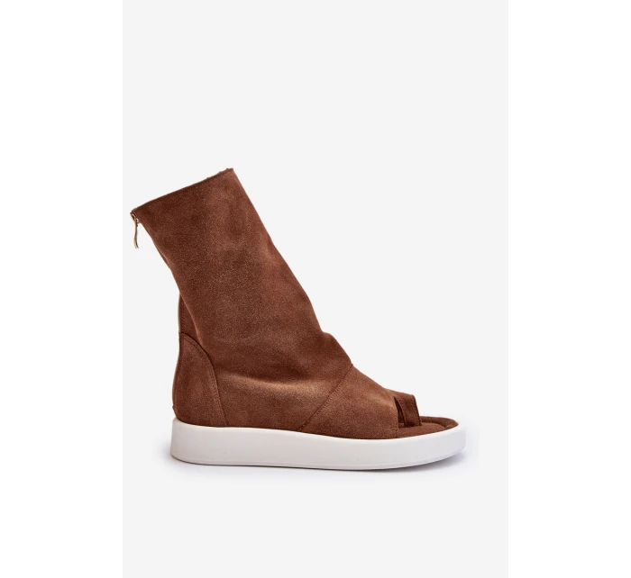 Hnědé Dámské Sandály Zamszové Svrchní model 21652349 - Zazoo Hnědé Dámské Sandály Zamszové Svrchní model 21652349 - Zazoo