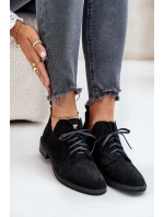 Semišové Polobotky Šněrovací Na Plochém Podpatku Černé model 21670945 - Zazoo