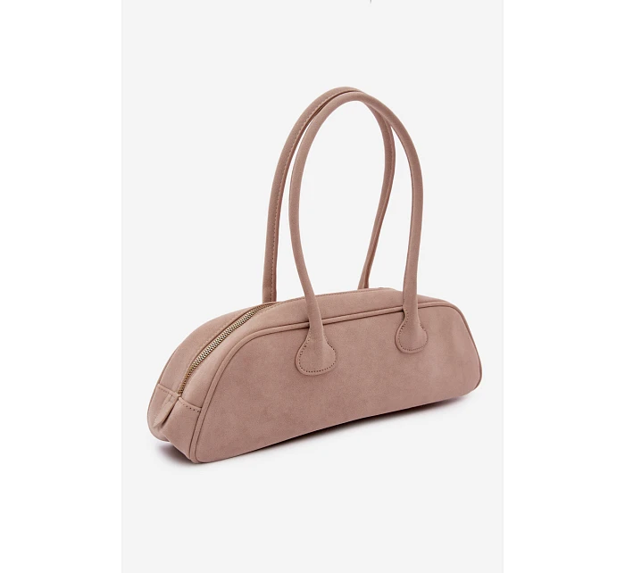 Bagetová kabelka z imitace semiše s přívěskem Doga Béžová Annette