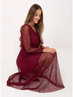 Sukienka IT SK model 21782488 bordowy - FPrice Sukienka IT SK model 21782488 bordowy - FPrice