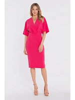 model 22152316 Midi šaty se zavinovacím střihem růžové - STYLOVE