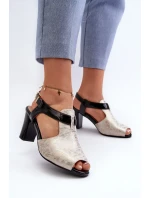 Dámske sandále na vysokom podpätku z ekokože, zlaté a čierne Queenmarie Dámske sandále na vysokom podpätku z ekokože, zlaté a čierne Queenmarie