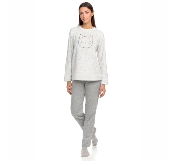 Dámske pyžamo s nášivkou mačky 15234 - 473 Šedá - Vamp