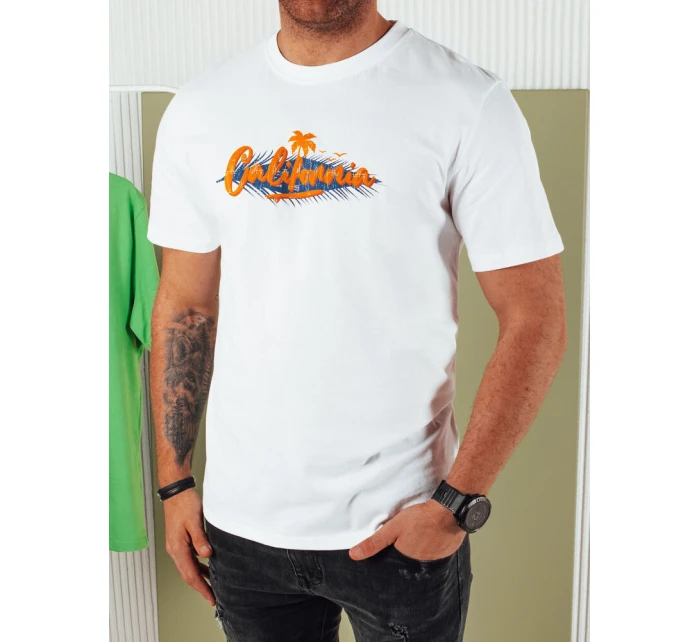 Pánske biele tričko s potlačou FashionStreet RX5371 Pánske biele tričko s potlačou FashionStreet RX5371
