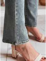 Dámske džínsy do zvonu so zirkónmi BLINKFIT modré FashionStreet UY2449