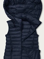 Dámska tmavomodrá prešívaná bunda bez rukávov s kapucňou (16M9139-215)