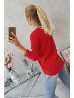 Blúzka s grafickou a farebnou 3D mašľou červená Blúzka s grafickou a farebnou 3D mašľou červená