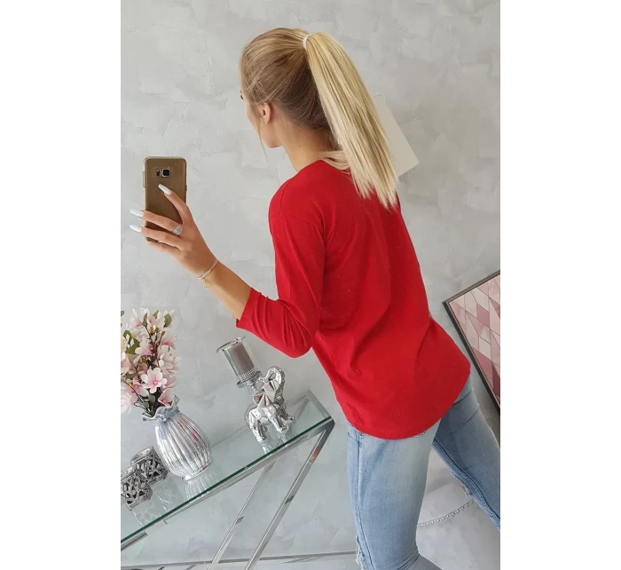 Blúzka s grafickou a farebnou 3D mašľou červená Blúzka s grafickou a farebnou 3D mašľou červená