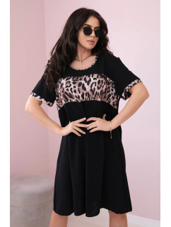 Šaty s leopardím vzorom čierne