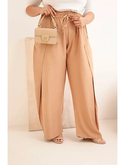 Dámske bavlnené nohavice nadmernej veľkosti s elastickým pásom Camel