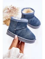 Dziecięce Śniegowce Botki Z Brokatem Niebieskie Sulinne Dziecięce Śniegowce Botki Z Brokatem Niebieskie Sulinne