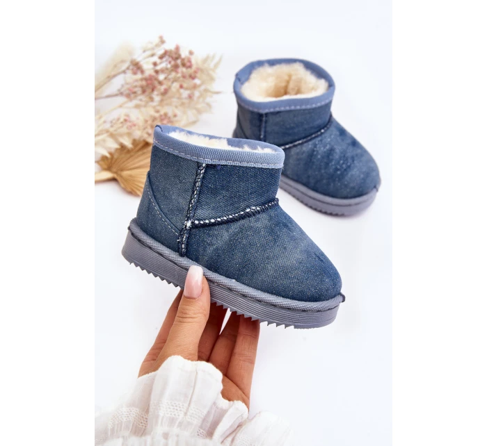 Dziecięce Śniegowce Botki Z Brokatem Niebieskie Sulinne Dziecięce Śniegowce Botki Z Brokatem Niebieskie Sulinne