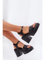 Sandały Damskie Na Masywnym Słupku I Platformie Z Eko Skóry Czarne Korlevia Sandały Damskie Na Masywnym Słupku I Platformie Z Eko Skóry Czarne Korlevia