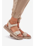 Dámské Kožené Sandály Na Platformě Béžové model 21697428 - Zazoo