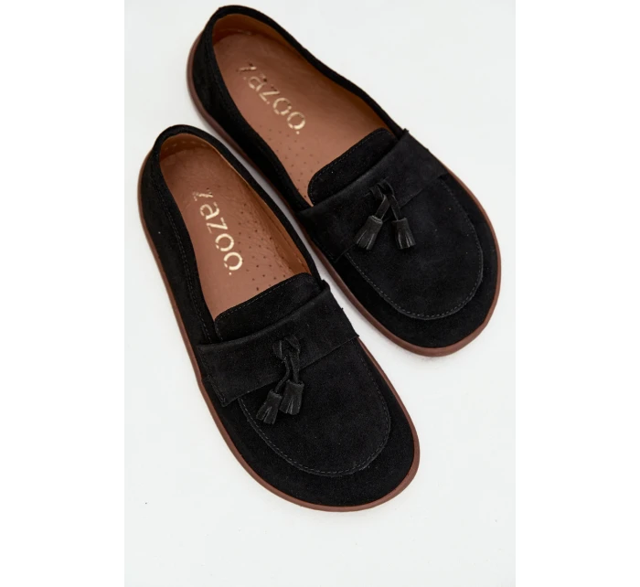 Kožené semišové mokasíny typu barefoot Zazoo 322 černé Kožené semišové mokasíny typu barefoot Zazoo 322 černé
