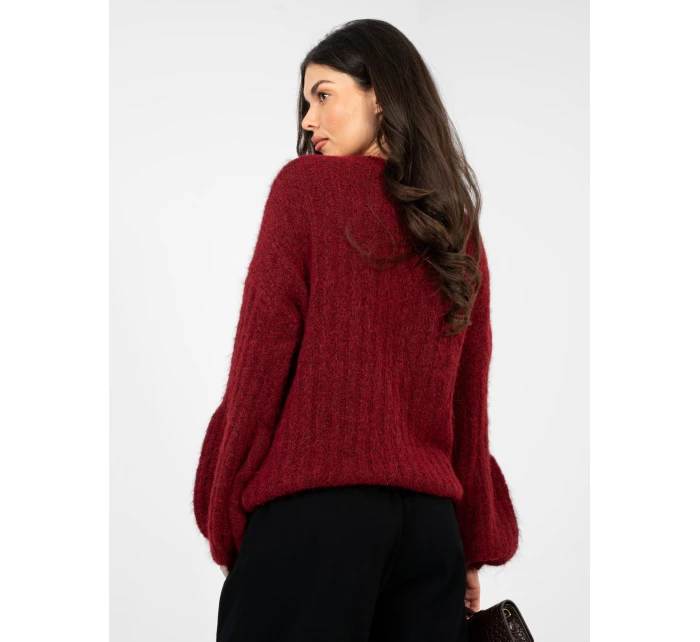 Sweter MI SW model 21958566 bordowy - FPrice Sweter MI SW model 21958566 bordowy - FPrice