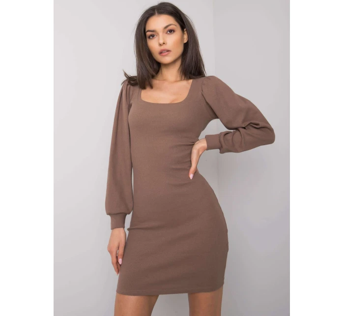 Šaty RV SK model 16205222 hnědá - FPrice Šaty RV SK model 16205222 hnědá - FPrice