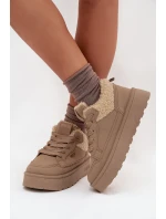 Dámské zateplené sportovní boty na platformě model 21817728 Béžová - Big Star Dámské zateplené sportovní boty na platformě model 21817728 Béžová - Big Star