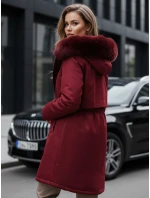 Dámská zimní bunda parka s kožešinou vínová Dstreet model 21991651 - FashionStreet