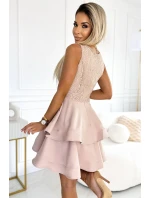 LAURA Béžové dámské rozšířené šaty s vrchní částí model 20069977 - numoco LAURA Béžové dámské rozšířené šaty s vrchní částí model 20069977 - numoco