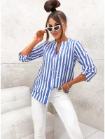 Svetlomodrá a biela pruhovaná košeľová blúzka (739)