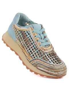 Dámske azúrovo modré a béžové poltopánky Artiker 58C1289