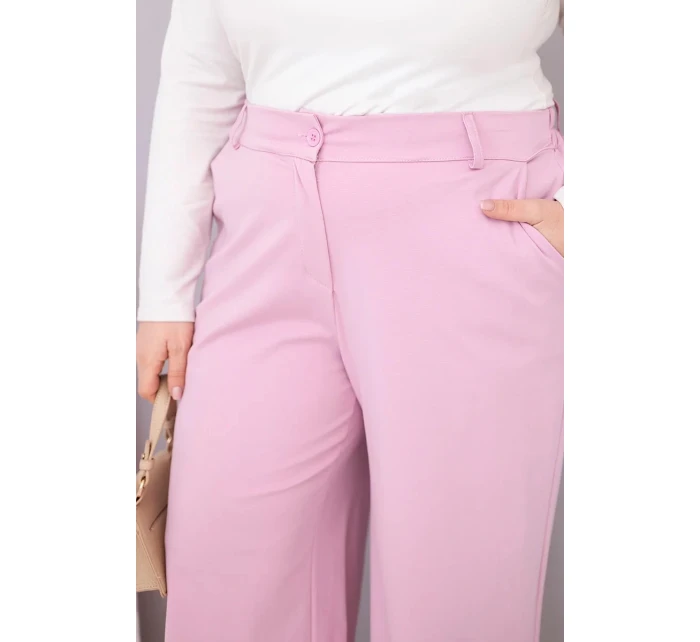Dámske Plus veľkosť široké nohavice s vysokým pásom Dark Powder Pink
