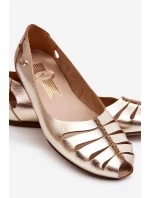 model 21611246 Pohodlné Dámské Kožené Baletky Zlaté - Zazoo