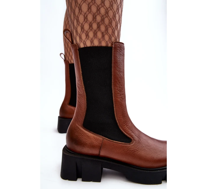 Damskie Botki Sztyblety Laura Messi 2693/229 Brązowe