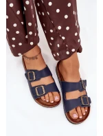 Dámské pantofle na korkové platformě s přezkami tmavě modré model 21704319 - EVENTO Dámské pantofle na korkové platformě s přezkami tmavě modré model 21704319 - EVENTO