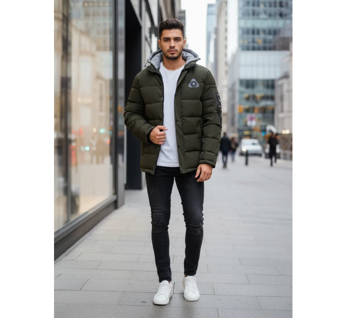 Pánská zimní bunda s kapucí zelená Dstreet model 21993605 - FashionStreet