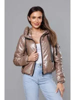 Krátka dámska bunda vo farbe cappuccino (B8138-12)