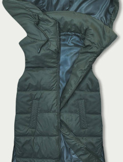 Tmavě zelená dámská vesta s kapucí model 18838488 - S'WEST