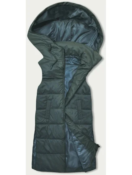Tmavozelená dámska vesta s kapucňou (B8212-10)