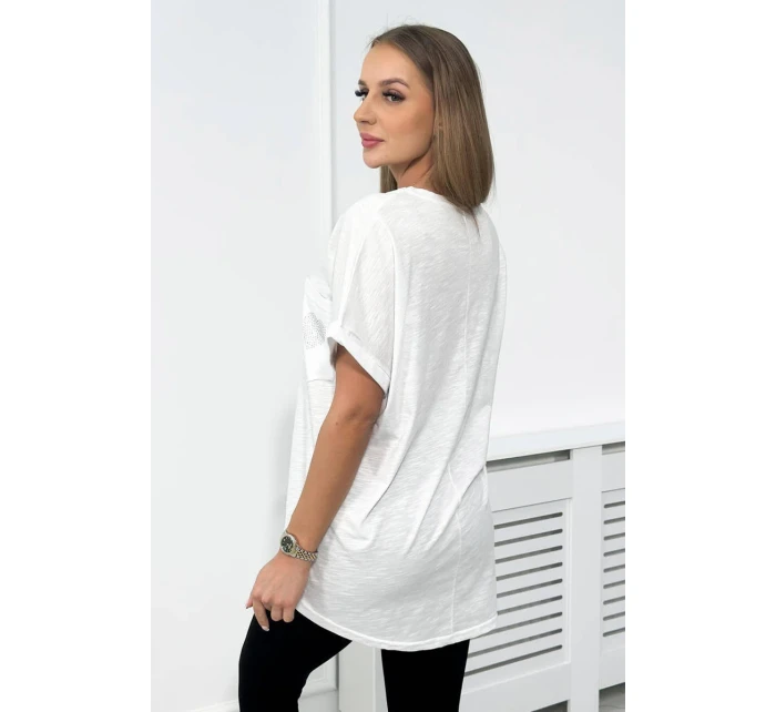 Bavlnená blúzka s vreckami biela