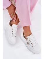 Buty Sportowe Damskie Na Platformie Z Eko Skóry Panterka Białe Velionna Buty Sportowe Damskie Na Platformie Z Eko Skóry Panterka Białe Velionna