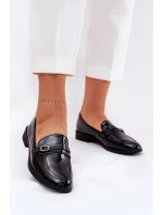 Lakierowane Mokasyny Damskie Z Ozdobną Sprzączką Czarne Mollan