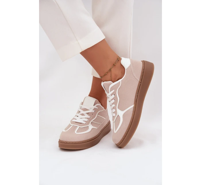 Niskie Sneakersy Damskie Beżowe Brenelle