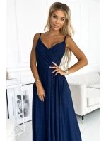 Dámske elegantné šaty 299-10 tmavomodré - Numoco